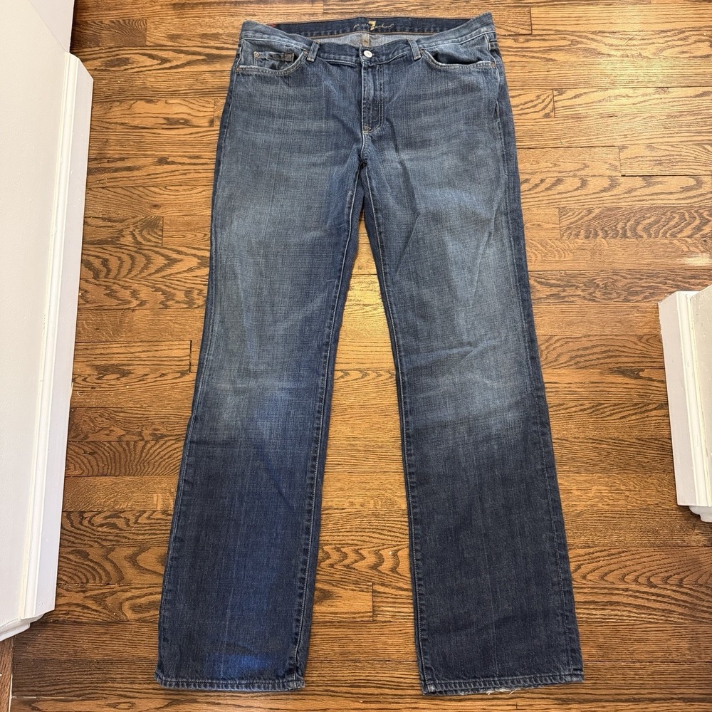7 For All Mankind Bootcut‎ Jeans Mens Medium Wash 38x35 Extra Long Mid Rise